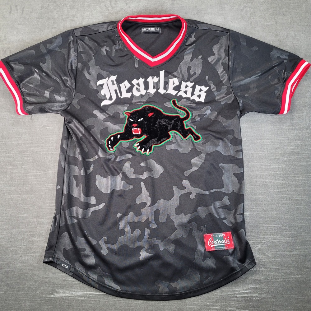 Mens‎ Jersey 2XL Camo Black Panther Embroidered Fearless V Neck By Contender
